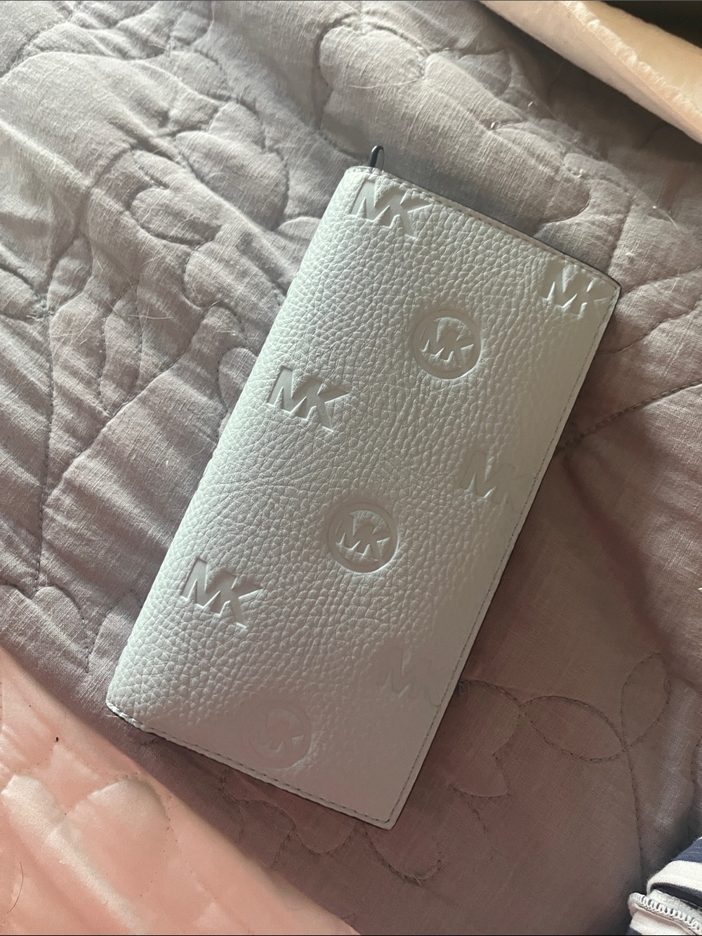 Michael Kors Light Blue Embossed MK Continental Wallet